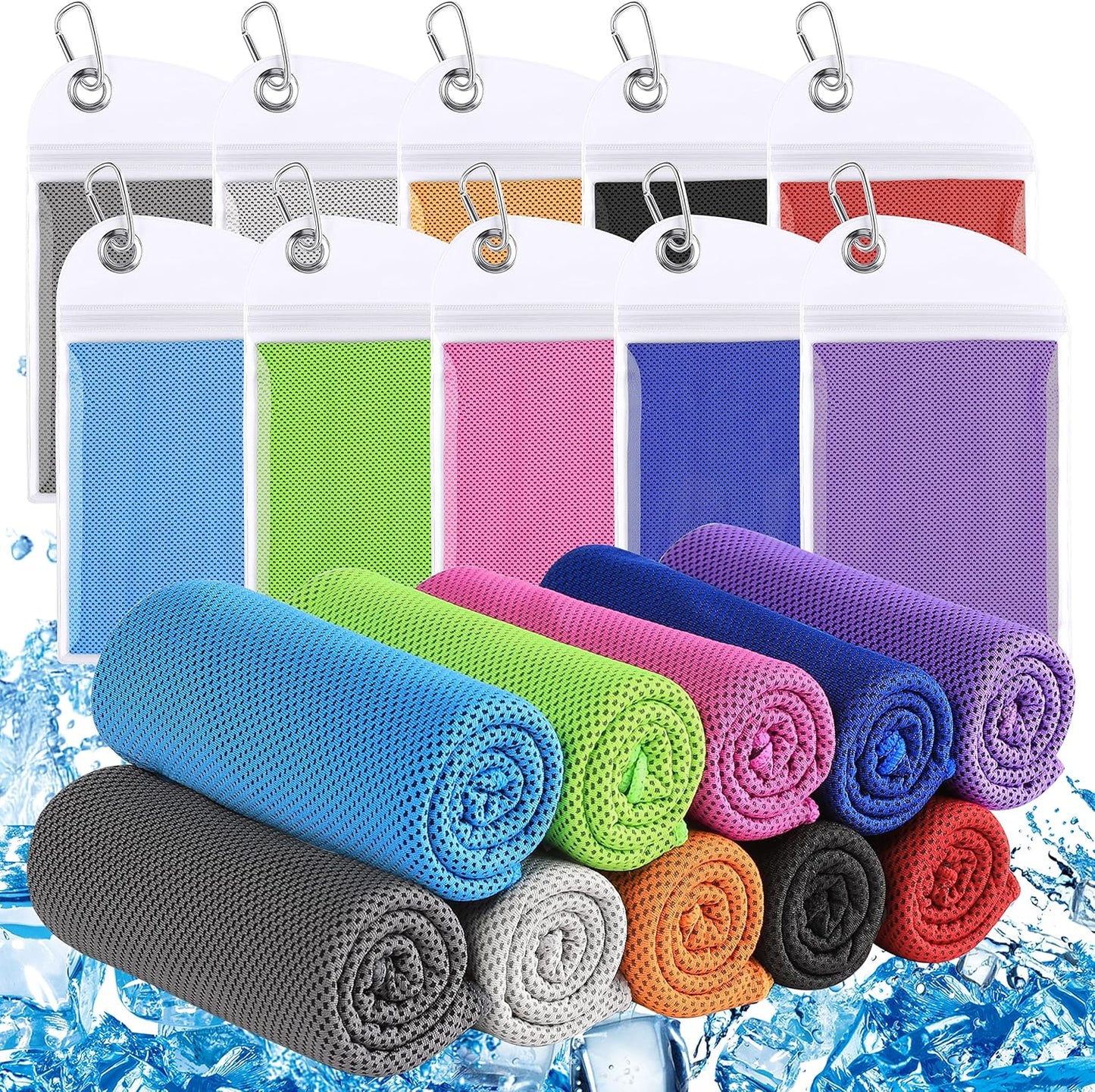 4 Pack Cooling Towel (40"x12"), Soft Breathable Chilly Towel, Ice Towel, Microfiber Towel for Yoga, Sport, Running, Workout,Gym, Camping, Fitness, Workout & More Activities
