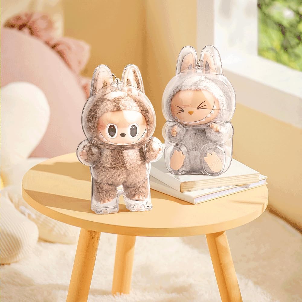 Clear Bag Keychain For LABUBU Plush Doll,Hanging Display Case,Protective Case,Plastic PVC Storage Box