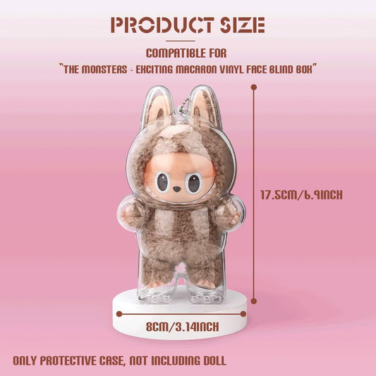 Clear Bag Keychain For LABUBU Plush Doll,Hanging Display Case,Protective Case,Plastic PVC Storage Box