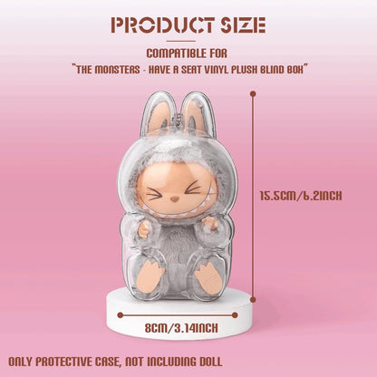 Clear Bag Keychain For LABUBU Plush Doll,Hanging Display Case,Protective Case,Plastic PVC Storage Box