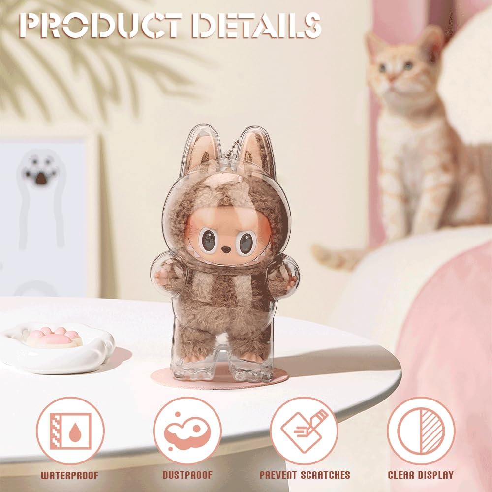 Clear Bag Keychain For LABUBU Plush Doll,Hanging Display Case,Protective Case,Plastic PVC Storage Box