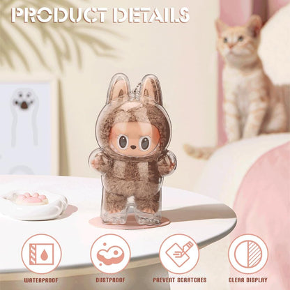 Clear Bag Keychain For LABUBU Plush Doll,Hanging Display Case,Protective Case,Plastic PVC Storage Box