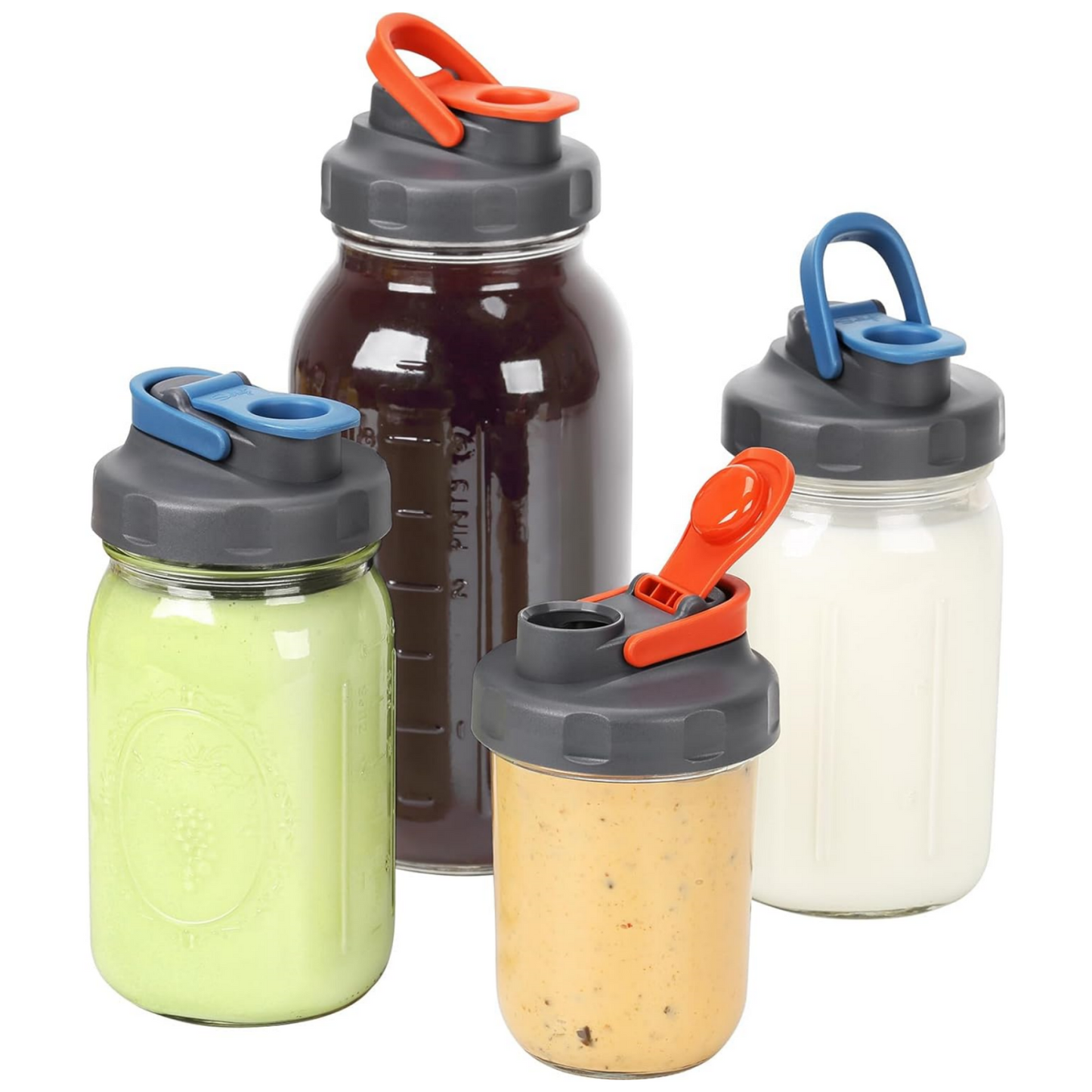 4 Pack Mason Jar Lids, Wide Mouth Pour Spout Flip Cap Lids for Ball Brand Mason Jars