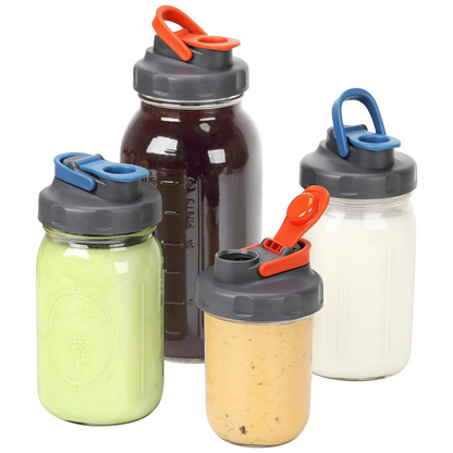 4 Pack Mason Jar Lids, Wide Mouth Pour Spout Flip Cap Lids for Ball Brand Mason Jars