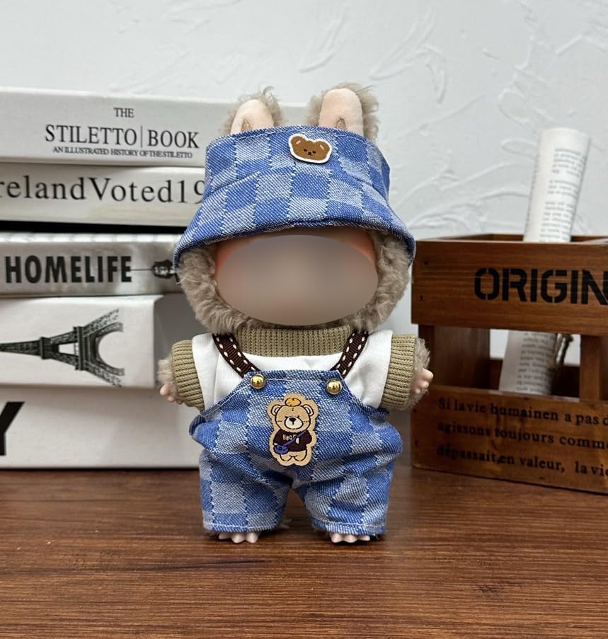 17cm Clothes Set(NO Doll),Hat & Overalls Set for 17cm Accessories Suit,Stylish Adorable Dolls Clothes Accessories,Cute Clothes for Dress up Unique Style