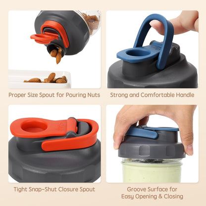 4 Pack Mason Jar Lids, Wide Mouth Pour Spout Flip Cap Lids for Ball Brand Mason Jars