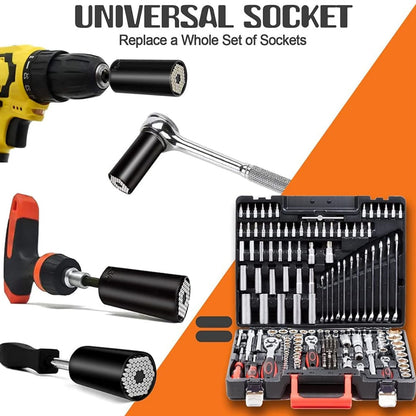 Super Universal Socket Tools Gifts for Men Socket Set with Power Drill Adapter(7-19 MM)