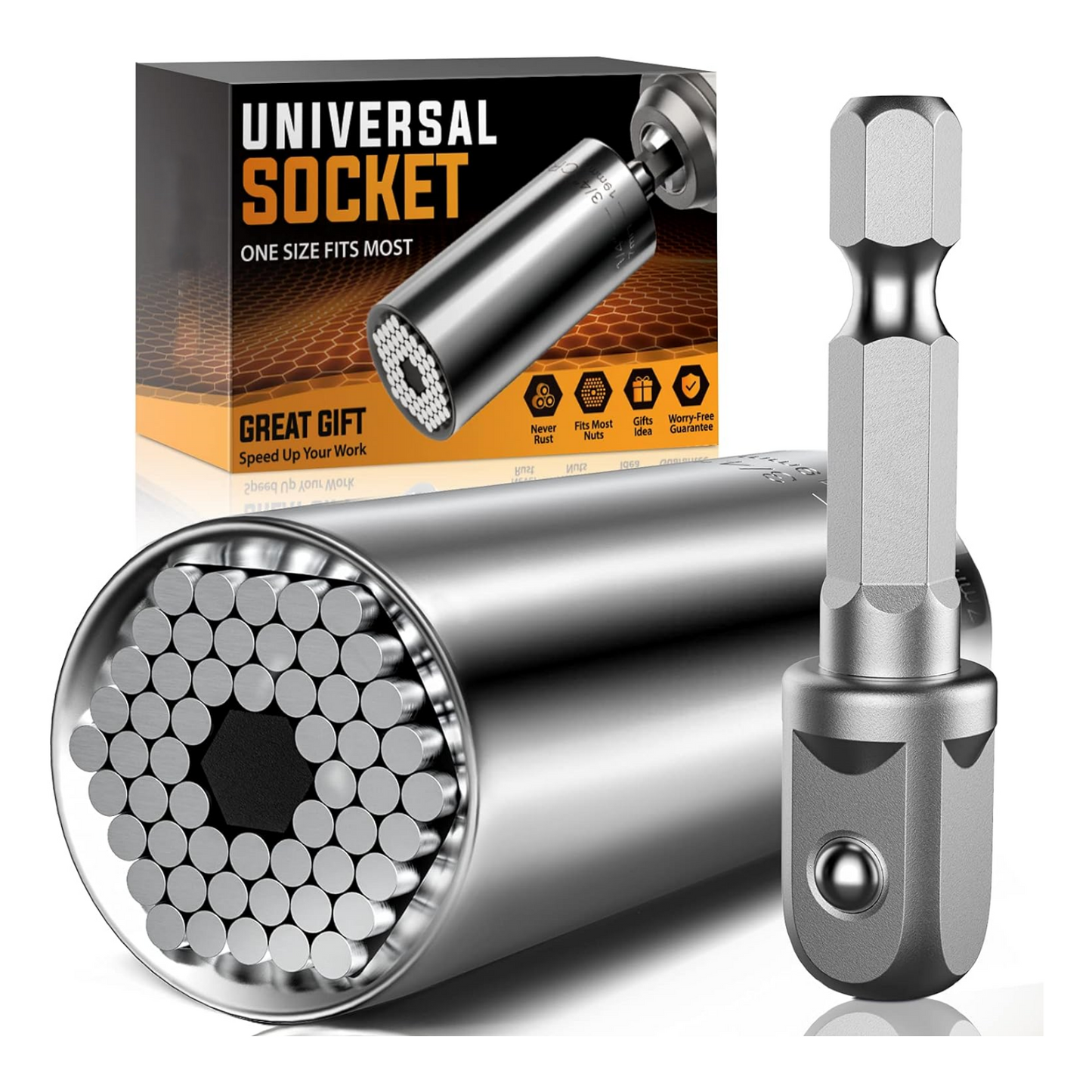 Super Universal Socket Tools Gifts for Men Socket Set with Power Drill Adapter(7-19 MM)