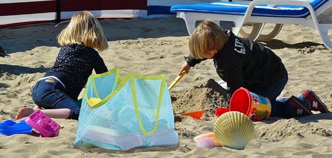 SupMLC Mesh Extra Large Beach Bags and Totes - Holds Toys, Towels, Sand Away - For Children's Toys, Market, Grocery, Picnic