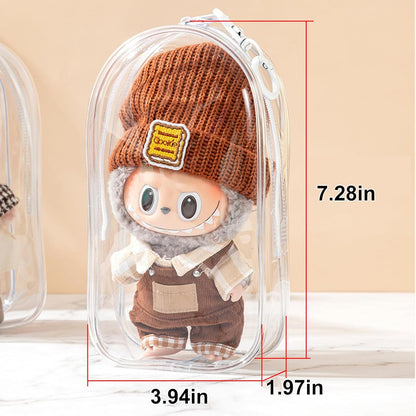 Clear Bag Keychain For LABUBU Plush Doll,Hanging Display Case,Protective Case,Plastic PVC Storage Box