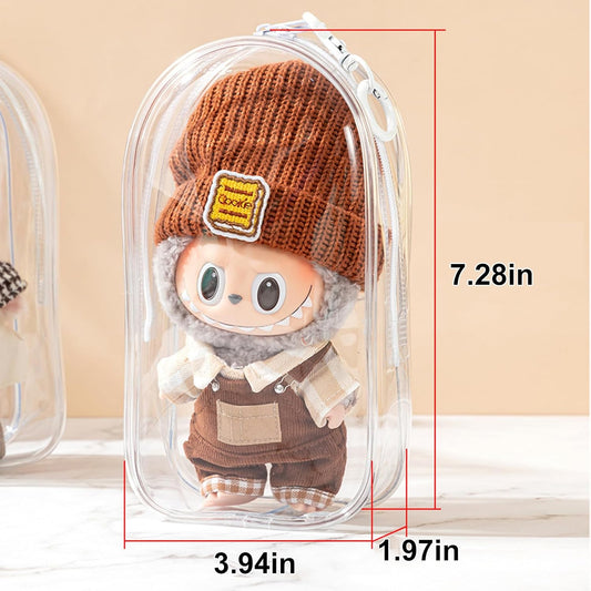 Clear Bag Keychain For LABUBU Plush Doll,Hanging Display Case,Protective Case,Plastic PVC Storage Box