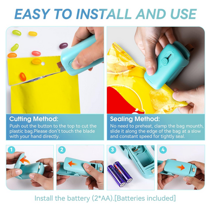 Mini Bag Sealer, Handheld Heat Vacuum Sealer, Portable Resealer Machine for Plastic Bags