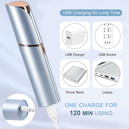 Facial Hair Removal for Women, Electric Painless Facial Hair Remover for Face, Lip, Chin with USB Rechargeable