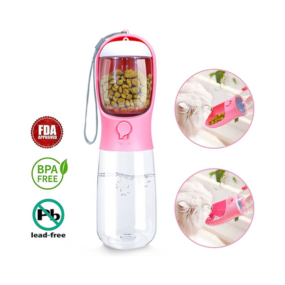 Dog Water Bottle,Portable Pet Water Bottle with Food Container