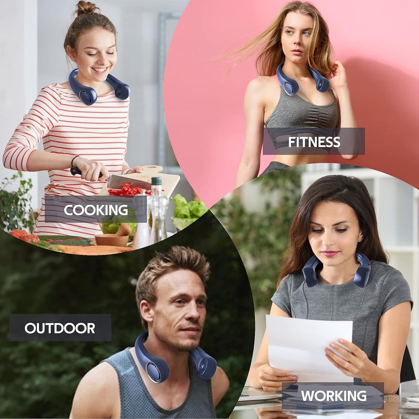 Portable Neck Fan, Hands Free Bladeless Fan, 360° Cooling Personal Fan,Wearable Quiet Fan for Outdoor Indoor, Birthday Gifts for Men Women Mom Dad, 4000mAh Battery USB Rechargeable, 3-Speeds