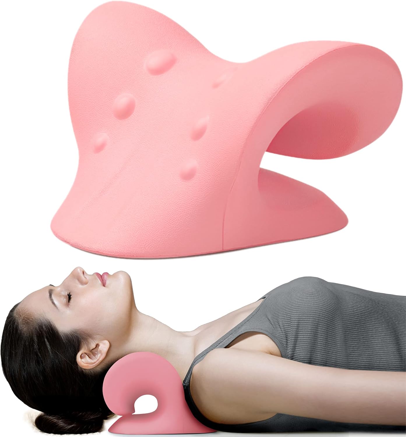 Neck and Shoulder Relaxer, Cervical Traction Device for TMJ Pain Relief and Cervical Spine Alignment, Chiropractic Pillow Neck Stretcher