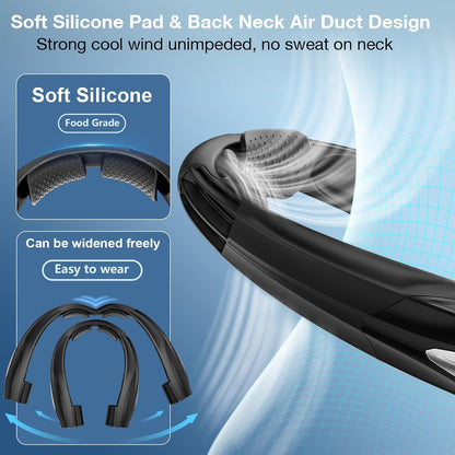 AI Neck Fan, 6 Speeds Adjustable Portable Personal Fan Rechargeable, 6000 mAh Battery Faster Cooling Wearable Fan, Ultra Quiet for Home, Office, Travel, Outdoor
