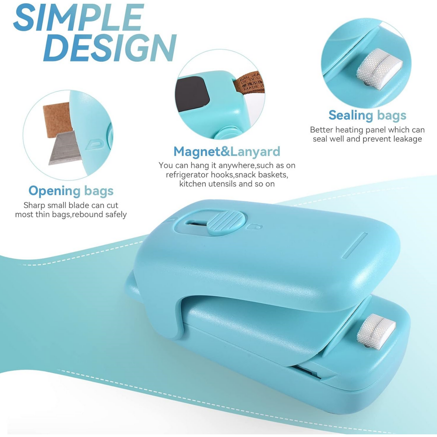 Mini Bag Sealer, Handheld Heat Vacuum Sealer, Portable Resealer Machine for Plastic Bags