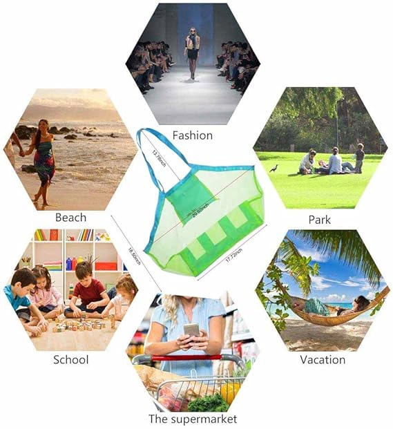 SupMLC Mesh Extra Large Beach Bags and Totes - Holds Toys, Towels, Sand Away - For Children's Toys, Market, Grocery, Picnic