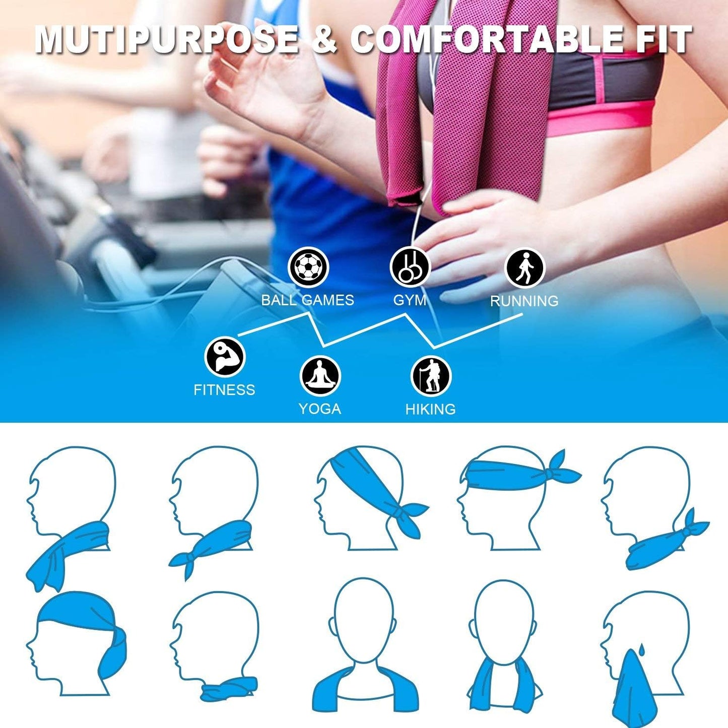 4 Packs Cooling Towel (40"x 12"), Ice Towel, Microfiber, Soft Breathable Chilly Towel Stay Cool for Yoga, Sport, Gym, Workout, Camping, Fitness, Running, Workout & More Activities