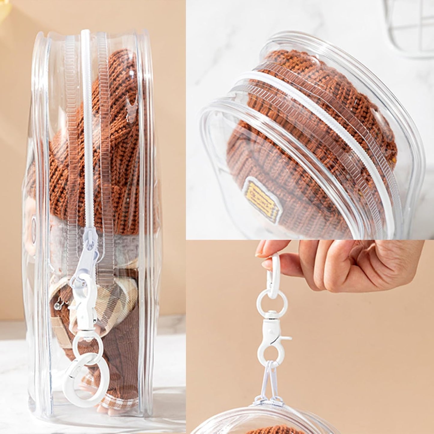 Clear Bag Keychain For LABUBU Plush Doll,Hanging Display Case,Protective Case,Plastic PVC Storage Box