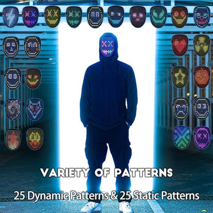 Led Mask with Gesture Sensing,Light up mask for Kids/Men/Women LED Halloween Mask for Costume Cosplay Party