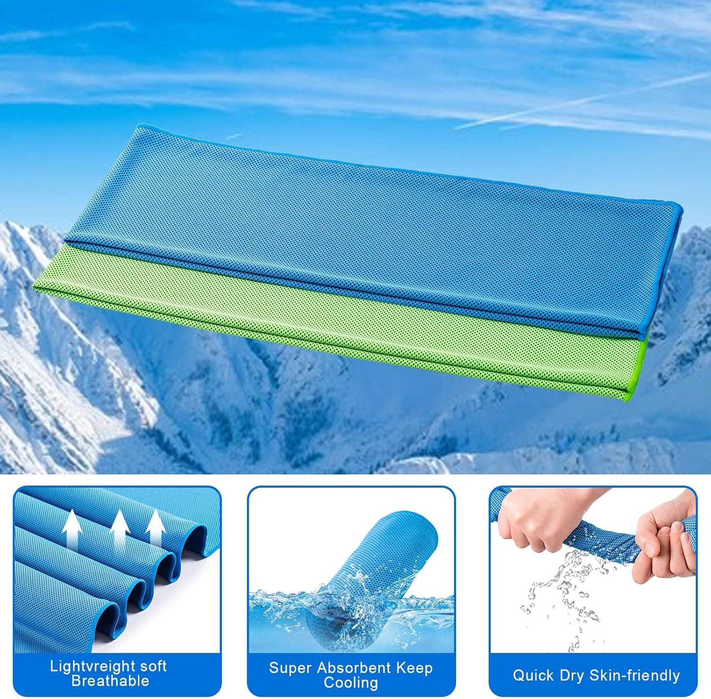 4 Pack Cooling Towel (40"x12"), Soft Breathable Chilly Towel, Ice Towel, Microfiber Towel for Yoga, Sport, Running, Workout,Gym, Camping, Fitness, Workout & More Activities