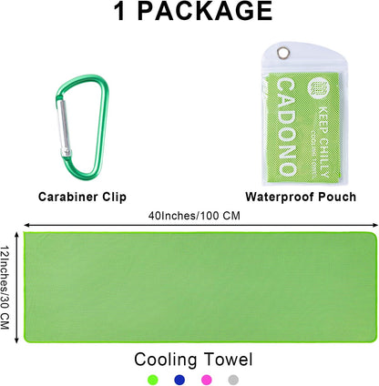 4 Pack Cooling Towel (40"x12"), Soft Breathable Chilly Towel, Ice Towel, Microfiber Towel for Yoga, Sport, Running, Workout,Gym, Camping, Fitness, Workout & More Activities