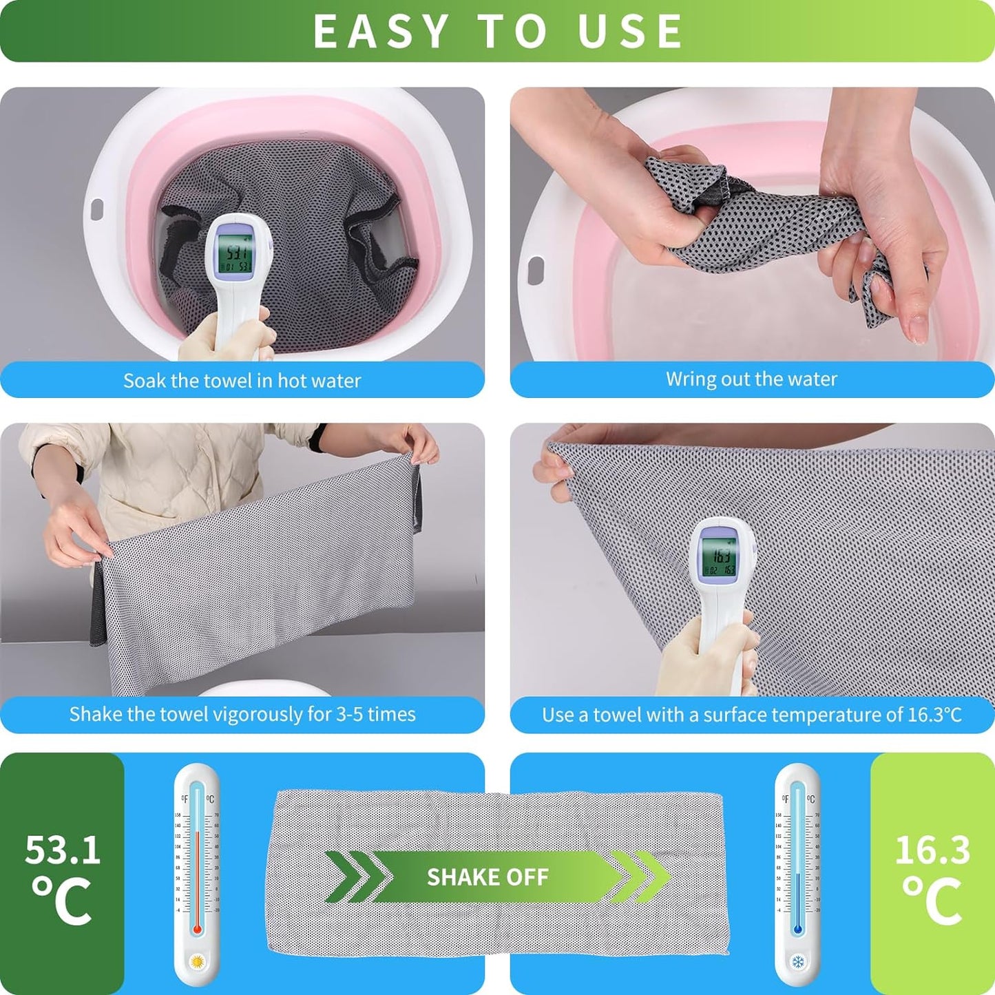 4 Pack Cooling Towels for Neck and Face