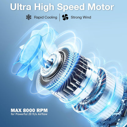 AI Neck Fan, 6 Speeds Adjustable Portable Personal Fan Rechargeable, 6000 mAh Battery Faster Cooling Wearable Fan, Ultra Quiet for Home, Office, Travel, Outdoor