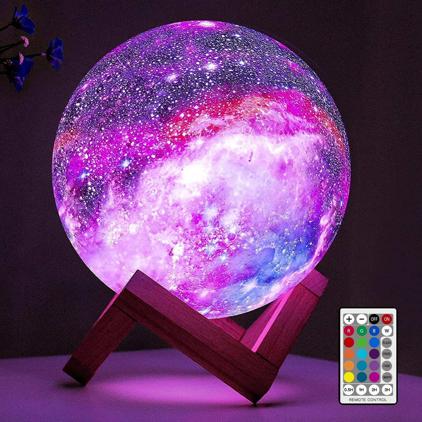 Moon Lamp Galaxy Lamp 5.9 inch 16 Colors LED 3D Moon Light, Remote & Touch Control Moon Night Light Gifts for Girls Boys Kids Women Birthday