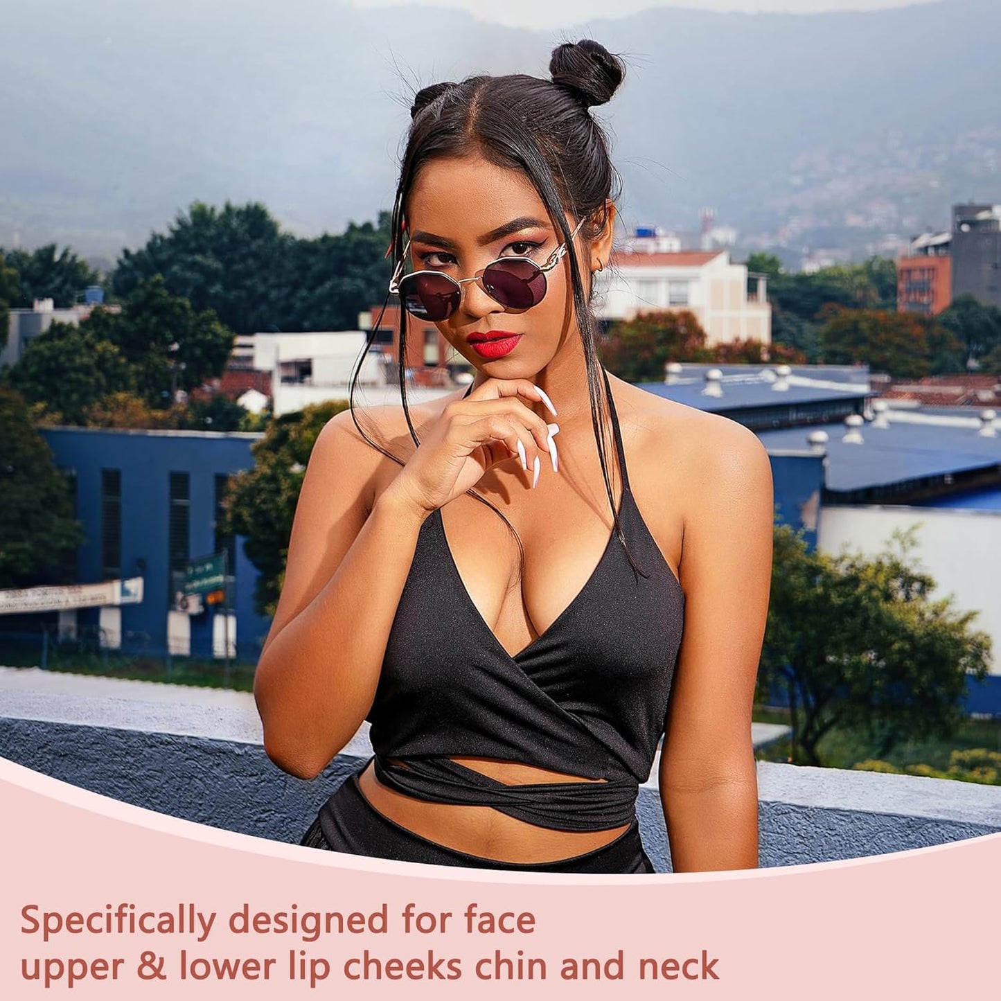 Facial Hair Remover for Women - Painless Face Shaver - Electric Hair Removal Device for Face Lips Peach Fuzz with Light