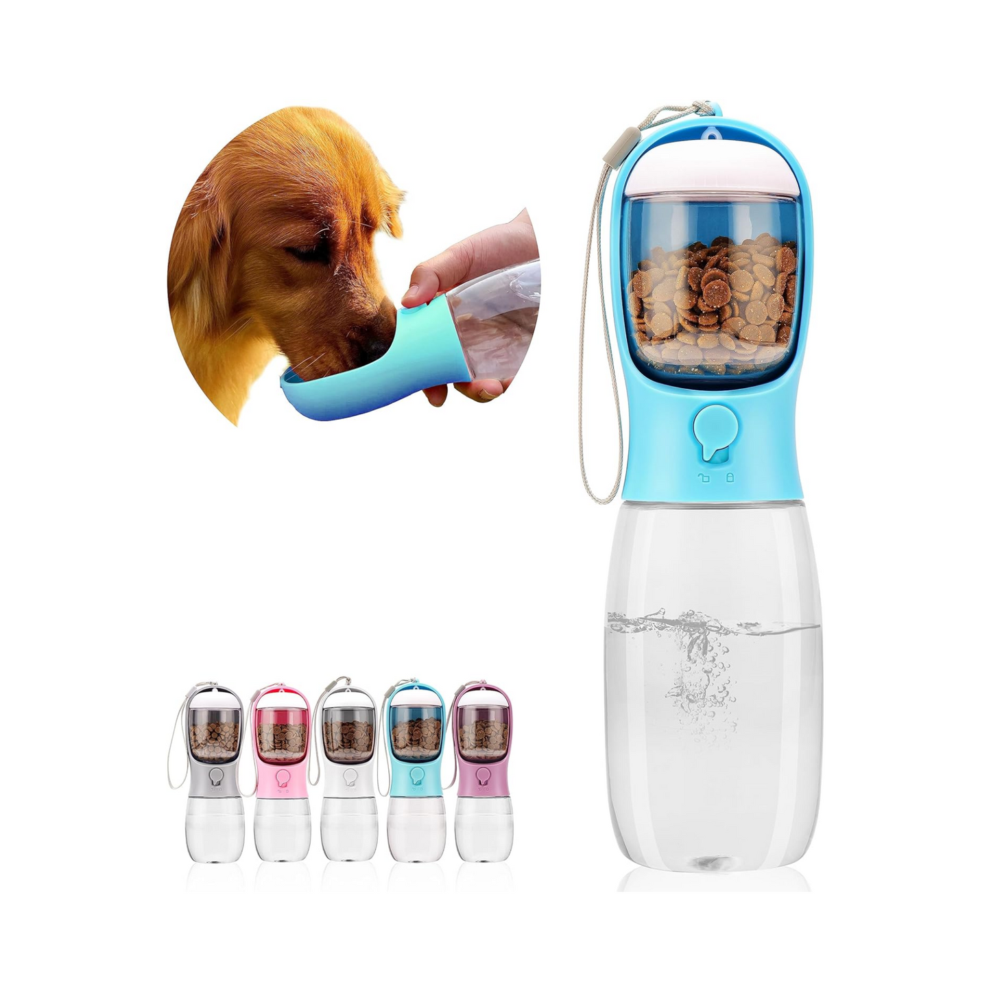 Dog Water Bottle,Portable Pet Water Bottle with Food Container