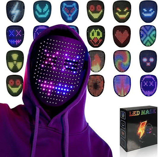Led Mask with Gesture Sensing,Light up mask for Kids/Men/Women LED Halloween Mask for Costume Cosplay Party