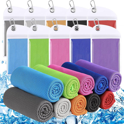 4 Pack Cooling Towel (40"x12"), Soft Breathable Chilly Towel, Ice Towel, Microfiber Towel for Yoga, Sport, Running, Workout,Gym, Camping, Fitness, Workout & More Activities